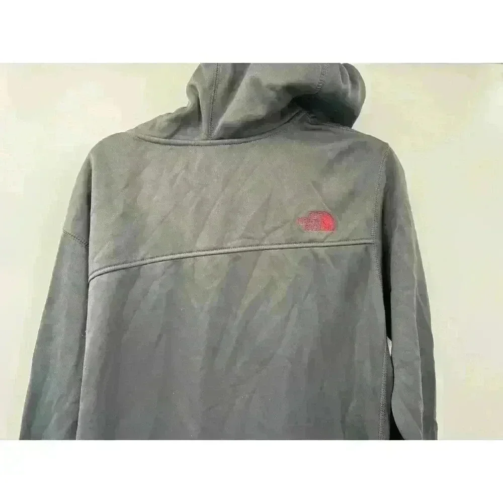 The North Face Men's Facemask Hooded Zip-Up‎ Gray Red Fleece Jacket Size Large